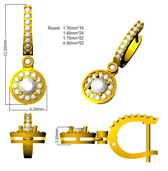 Earring 18 KT Yellow Gold