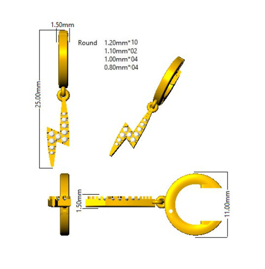 Earring 18 KT Yellow Gold