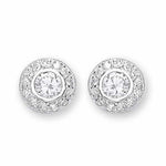 Silver Cubic Zirconia Cluster Stud Earrings