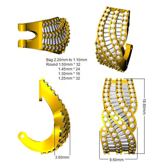 Earring 18 KT Yellow Gold