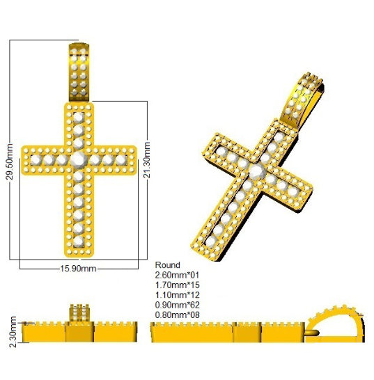 Cross 9 KT Yellow Gold