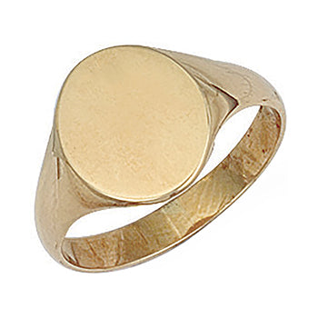 9ct Yellow Gold Oval Plain Top Signet Ring