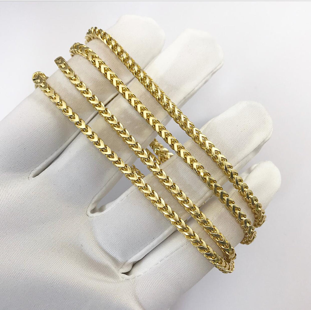 9ct 3.5mm  Yellow Gold Diamond-Cut Franco Chain/ Bracelet (Solid)