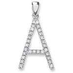 9ct White Gold 0.20ct Diamond A Letter Pendant