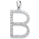 9ct White Gold 0.27ct Diamond B Letter Pendant