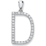 9ct White Gold 0.21ct Diamond D Letter Pendant