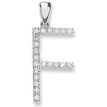 9ct White Gold 0.16ct Diamond F Letter Pendant