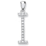 9ct White Gold 0.12ct Diamond I Letter Pendant