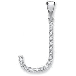 9ct White Gold 0.13ct Diamond J Letter Pendant