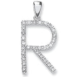 9ct White Gold 0.24ct Diamond R Letter Pendant