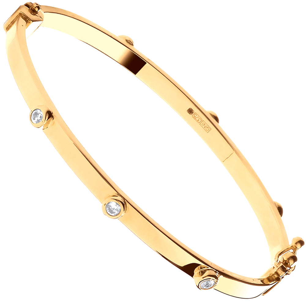 9ct Yellow Gold Hollow Oval Cubic Zirconia Baby Bangle