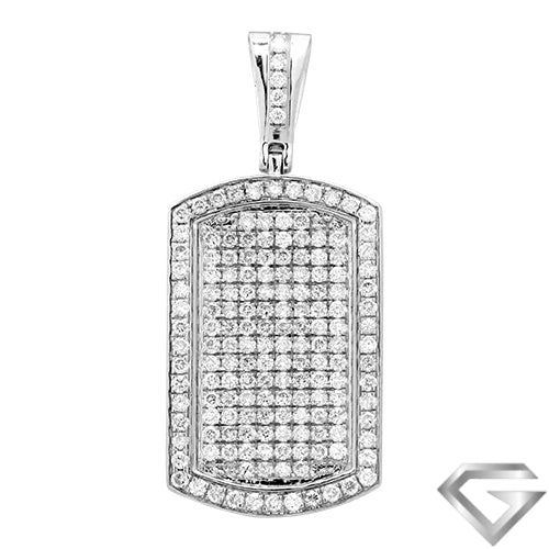 14K White Gold 2.10ctw Diamond Dogtag Pendant