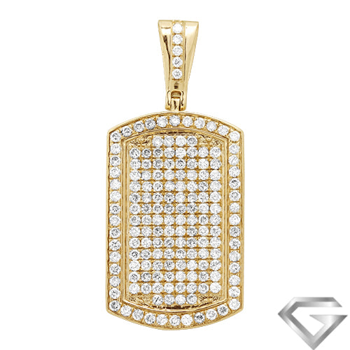 14K Yellow Gold 2.10ctw Diamond Dogtag Pendant