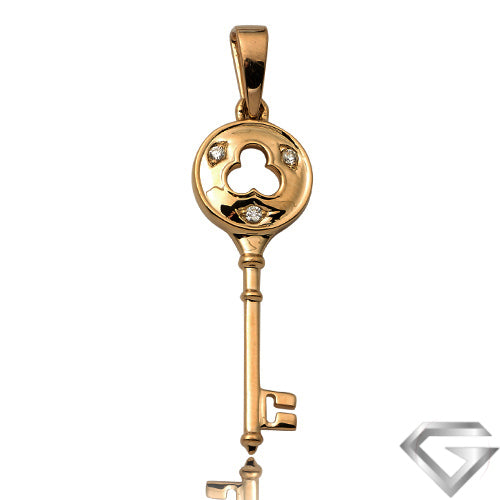 14K Yellow Gold 0.03ctw Diamond Key Pendant