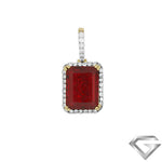 14K Yellow Gold 1.00ctw Diamond Pendant With 12.16 Synthetic Ruby