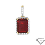 14K Yellow Gold 0.75ctw Diamond Ruby Colored Pendant [8.12ct Ruby]