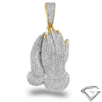 14K Yellow Gold 4.00ctw Diamond Praying Hands Pendant