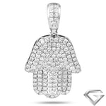 14K White Gold 3.00ctw Diamond Hamza Pendant