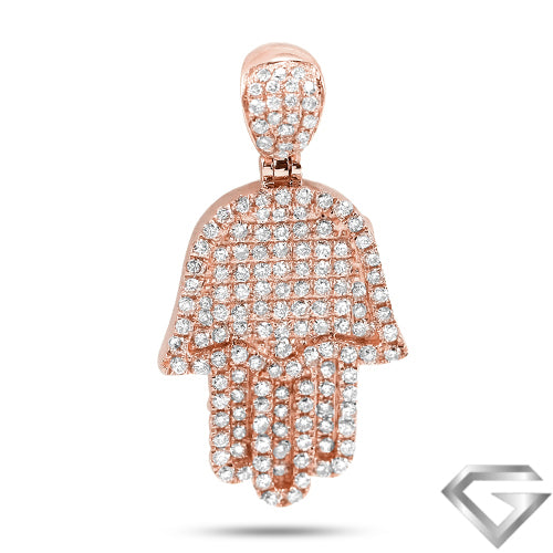 14K Rose Gold 1.50ctw Diamond Hamza Pendant