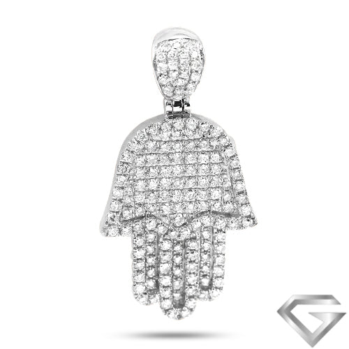 14K White Gold 1.50ctw Diamond Hamza Pendant