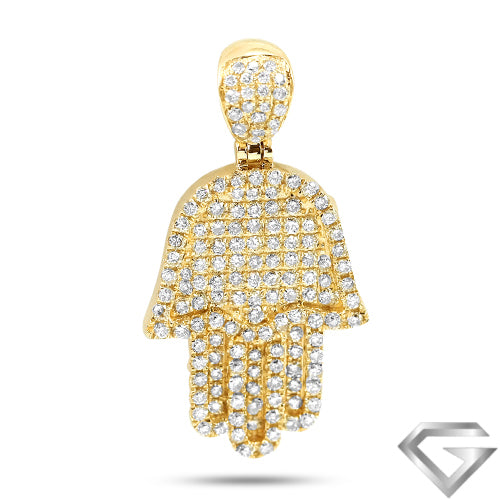 14K Yellow Gold 1.50ctw Diamond Hamza Pendant