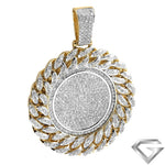 10K Yellow Gold 3.75ctw Diamond Medallion With Miami Cuban Border