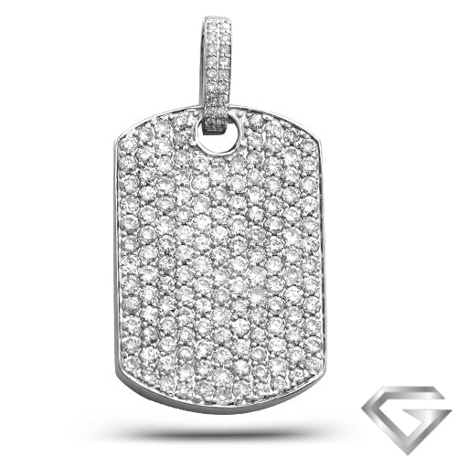 14K White Gold 5.00ctw Diamond Dog Tag Pendant