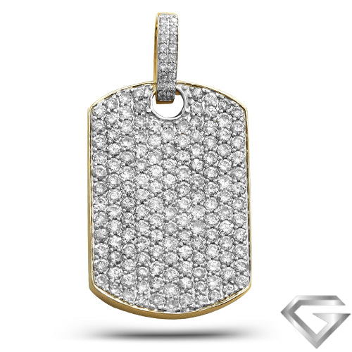 14K Yellow Gold 5.00ctw Diamond Dog Tag Pendant