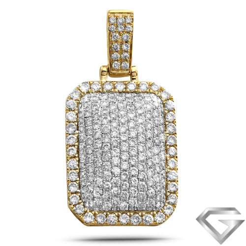 10K Yellow Gold 4.15ctw Diamond 3-D Dogtag Pendant