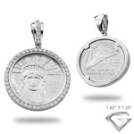 14K White Gold 1.75ctw Diamond 1/2 Oz Liberty Eagle Coin Pendant - Platinum.9995