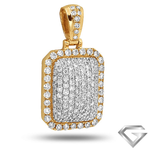 14K Yellow Gold 2.00ctw Diamond 3-D Dome Dogtag Pendant