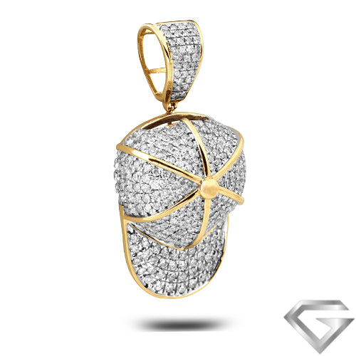 10K Yellow Gold 3.50ctw Diamond Baseball Cap Pendant