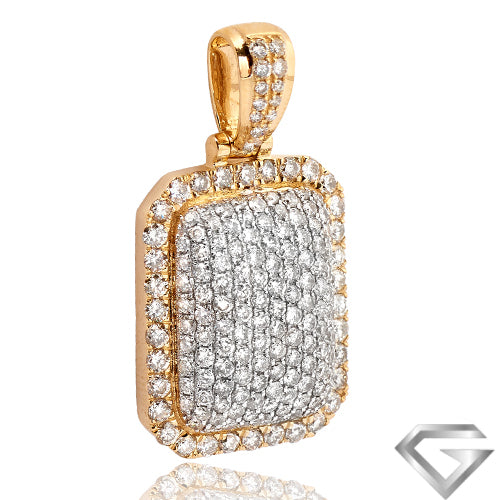 10K Yellow Gold 3.75ctw Diamond 3-D Dome Dogtag Pendant