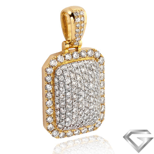 10K Yellow Gold 3.00ctw Diamond 3-D Dome Dogtag Pendant