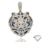 10K Yellow Gold 8.00ctw Diamond Tiger Head Pendant