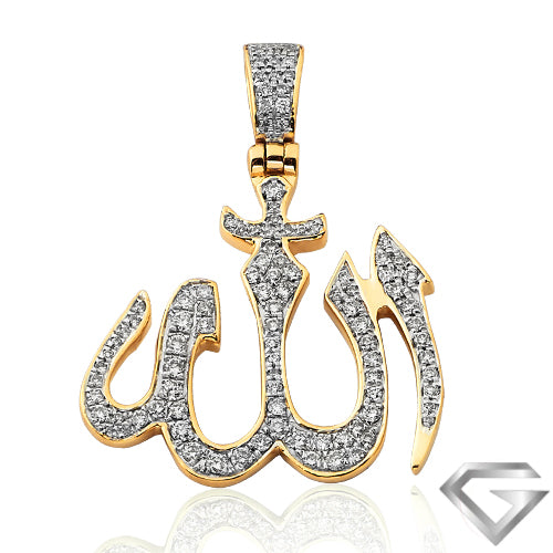 14K Yellow Gold 0.50ctw Diamond 'Allah' Pendant