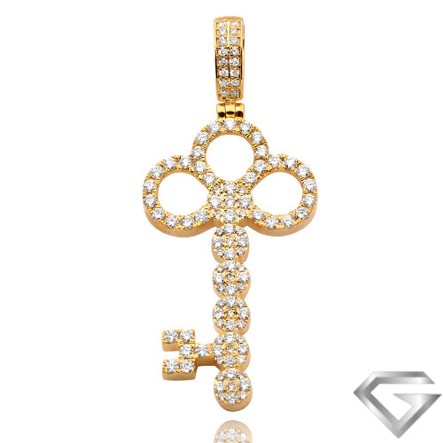 14K 1.15ctw Diamond Cluster Design Key Pendant