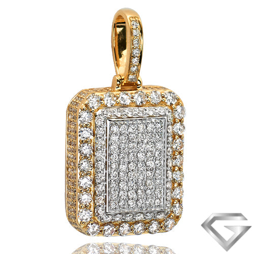 10K Yellow Gold 4.25ctw Diamond 3-D Dogtag Block Pendant