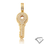 14K Yellow Gold 1.50ctw Diamond 3-D Key Pendant