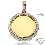 10K Yellow Gold 5.15ct Diamond Memorial Pendant - 2 Row Border(Picture / Photo Pendants)