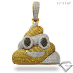 10K Yellow Gold 4.25ctw Yellow, Black, And White Diamond Poop Emoji Pendant