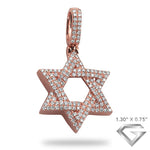 14K Rose Gold 0.75ctw Diamond Star Of David Pendant-Woven Design