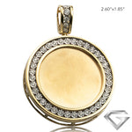 10K Yellow Gold 1.00ctw Illusion Set Diamond Memorial Pendant - Removable Plate - Satin Finish (Picture / Photo Pendants)