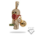 14K Yellow Gold 1.85ctw Diamond 'Friendly Ghost' Bandit Character - Red Bandana