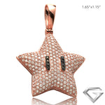 14K Rose Gold 2.75ctw Diamond Star Emoji Pendant With Black Diamond Eyes