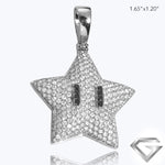 14K White Gold 2.75ctw Diamond Star Emoji Pendant With Black Diamond Eyes