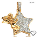 10K Yellow Gold 3.00ctw Diamond Star Pendant With Angel