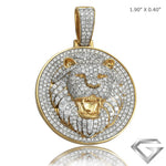 10K Yellow Gold 4.50ctw Diamond Medallion With Lion Head