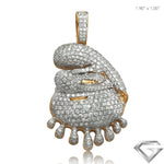 10K Yellow Gold 4.40ctw Dripping Diamond Smurf Character Pendant