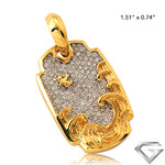 14K Yellow Gold 1.00ctw Diamond Waves Pendant - Flying Bird